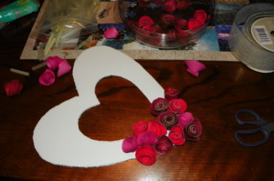 Valentine wreath, paper crafting