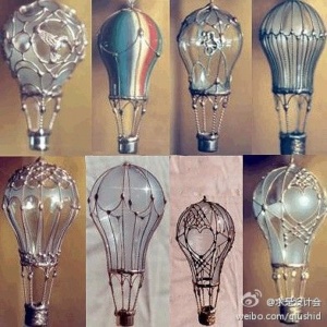 DIY, hot air balloons, light bulbs steampunk, art, crafter, craft painting