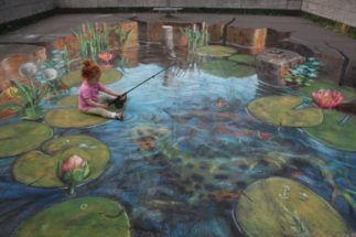 sidewalk art, chalk, depth perception, art, crafter, crafting, DIY, 3D